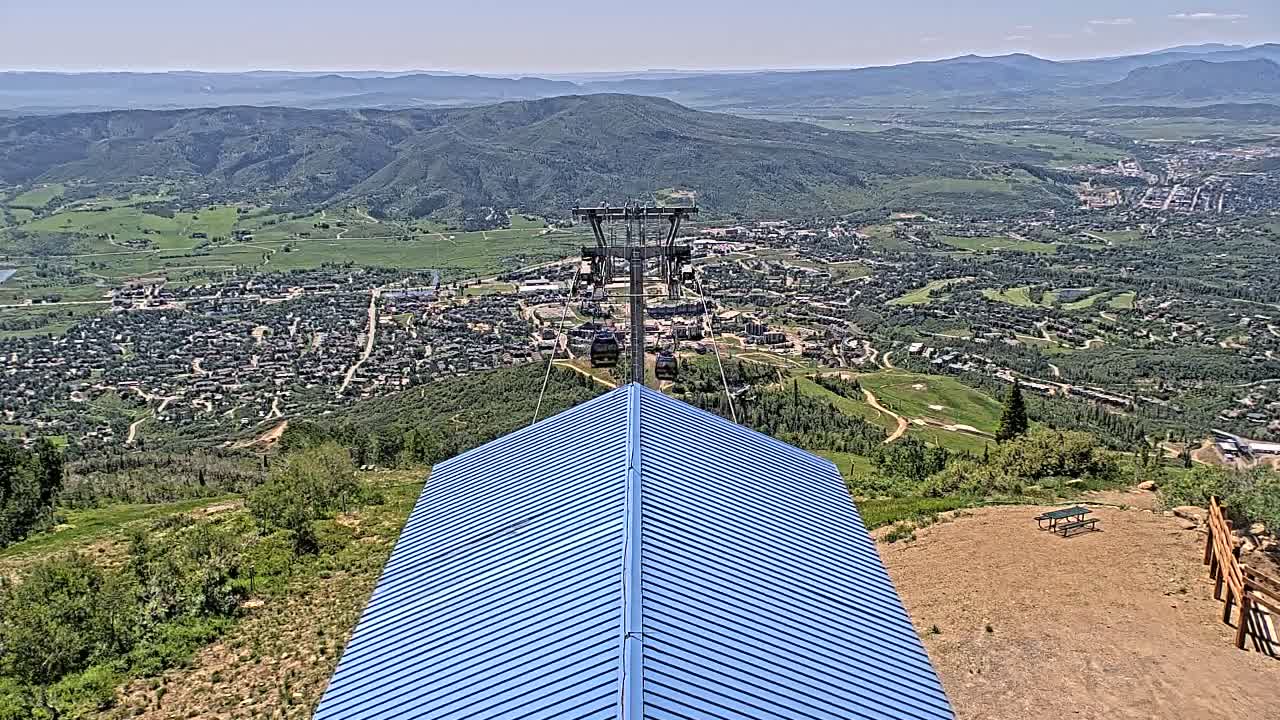 Steamboat Springs City Skyline from Thunderhead Lodge Roof Live Cam - Steamboat Springs, Routt County, Colorado, USA