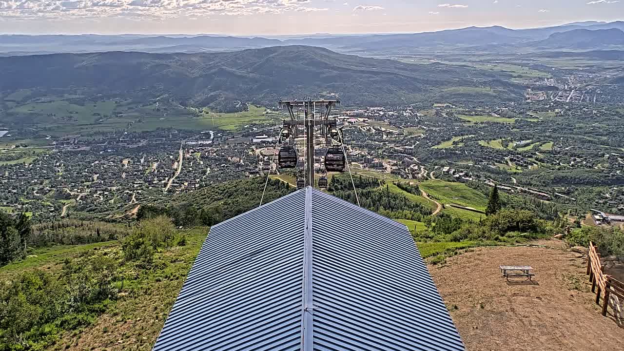 Steamboat Springs City Skyline from Thunderhead Lodge Roof Live Cam - Steamboat Springs, Routt County, Colorado, USA