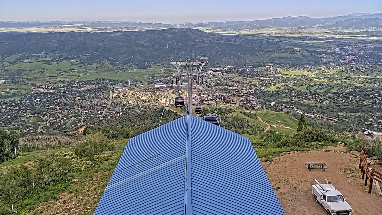 Steamboat Springs City Skyline from Thunderhead Lodge Roof Live Cam - Steamboat Springs, Routt County, Colorado, USA