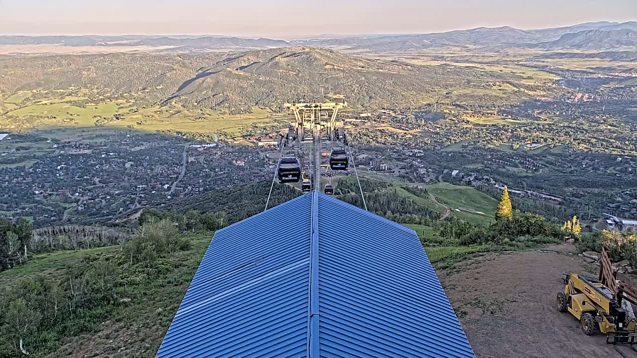 Steamboat Springs City Skyline from Thunderhead Lodge Roof Live Cam - Steamboat Springs, Routt County, Colorado, USA
