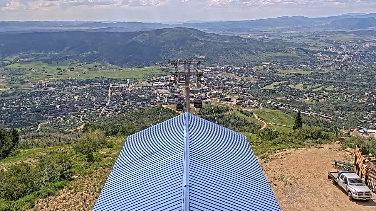 Steamboat Springs City Skyline from Thunderhead Lodge Roof Live Cam - Steamboat Springs, Routt County, Colorado, USA