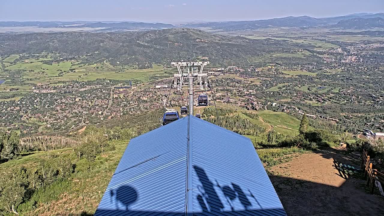 Steamboat Springs City Skyline from Thunderhead Lodge Roof Live Cam - Steamboat Springs, Routt County, Colorado, USA