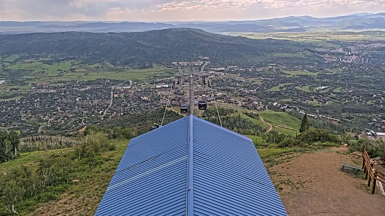Steamboat Springs City Skyline from Thunderhead Lodge Roof Live Cam - Steamboat Springs, Routt County, Colorado, USA