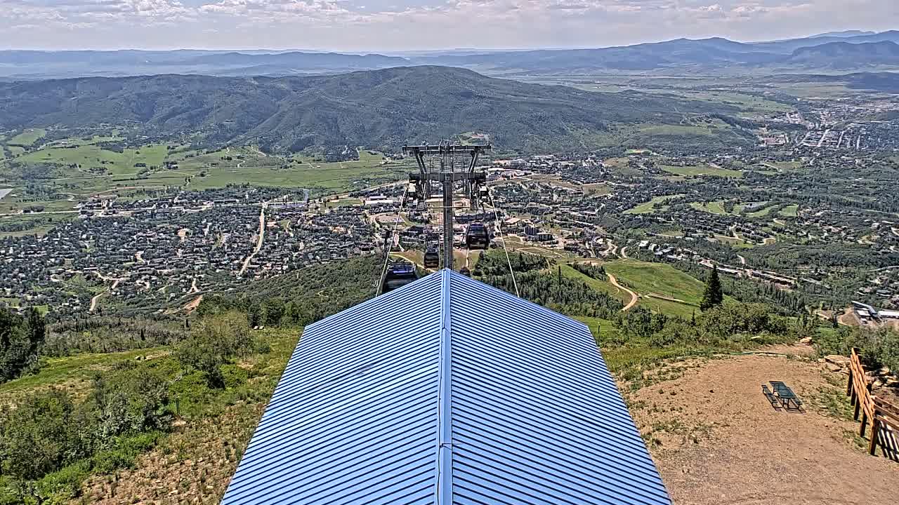 Steamboat Springs City Skyline from Thunderhead Lodge Roof Live Cam - Steamboat Springs, Routt County, Colorado, USA
