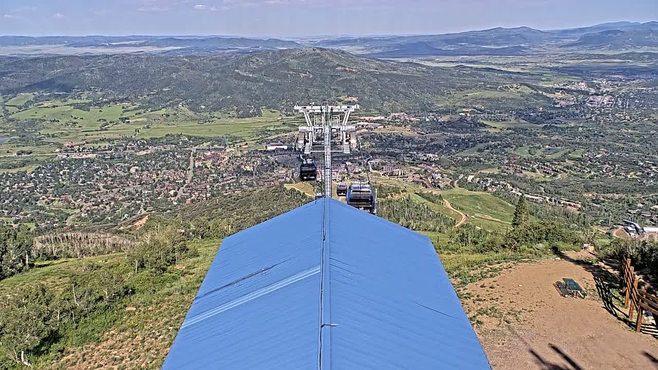 Steamboat Springs City Skyline from Thunderhead Lodge Roof Live Cam - Steamboat Springs, Routt County, Colorado, USA