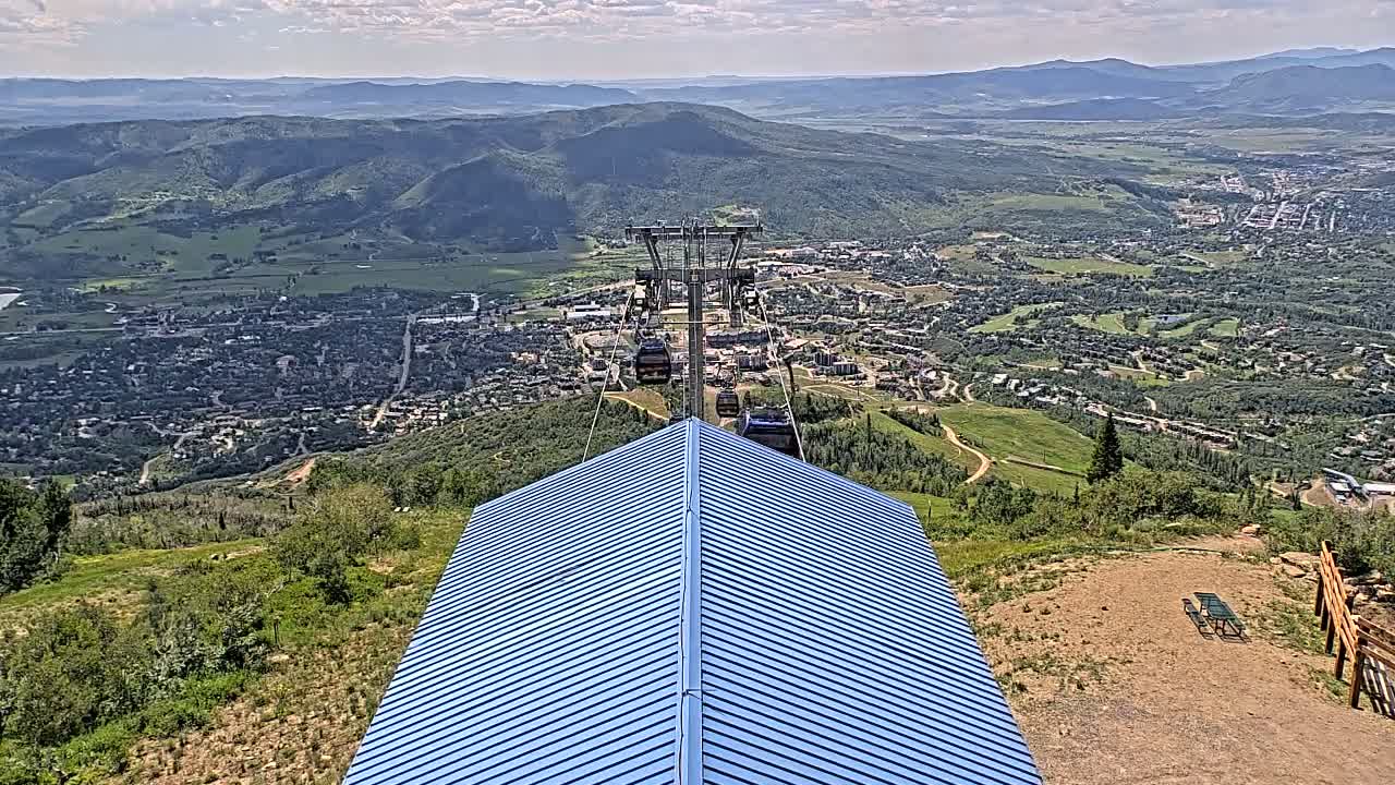 Steamboat Springs City Skyline from Thunderhead Lodge Roof Live Cam - Steamboat Springs, Routt County, Colorado, USA