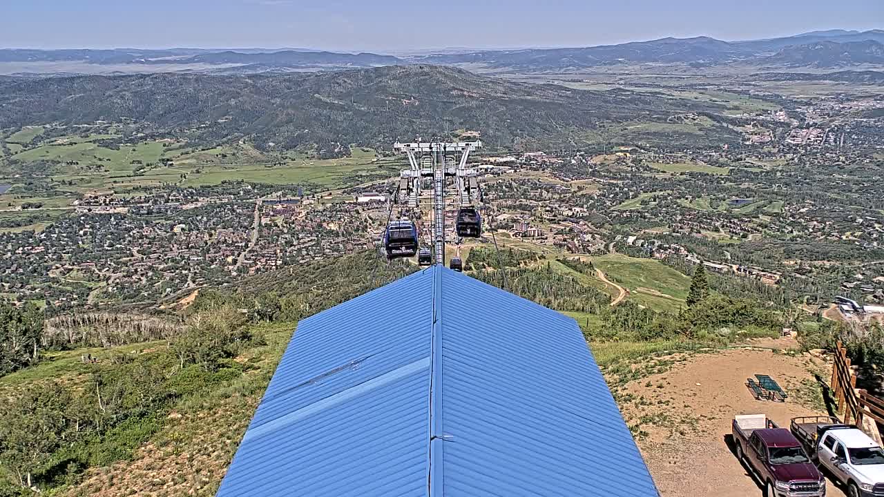 Steamboat Springs City Skyline from Thunderhead Lodge Roof Live Cam - Steamboat Springs, Routt County, Colorado, USA