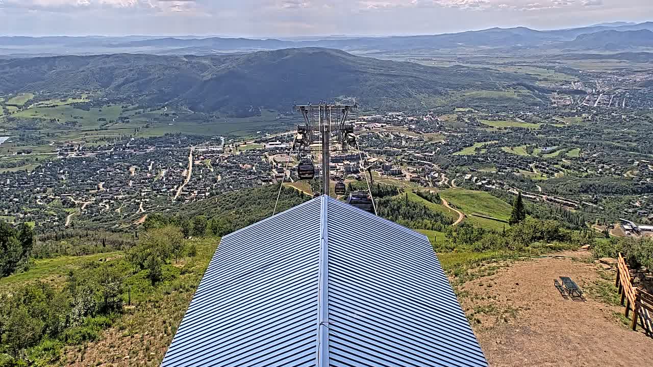 Steamboat Springs City Skyline from Thunderhead Lodge Roof Live Cam - Steamboat Springs, Routt County, Colorado, USA