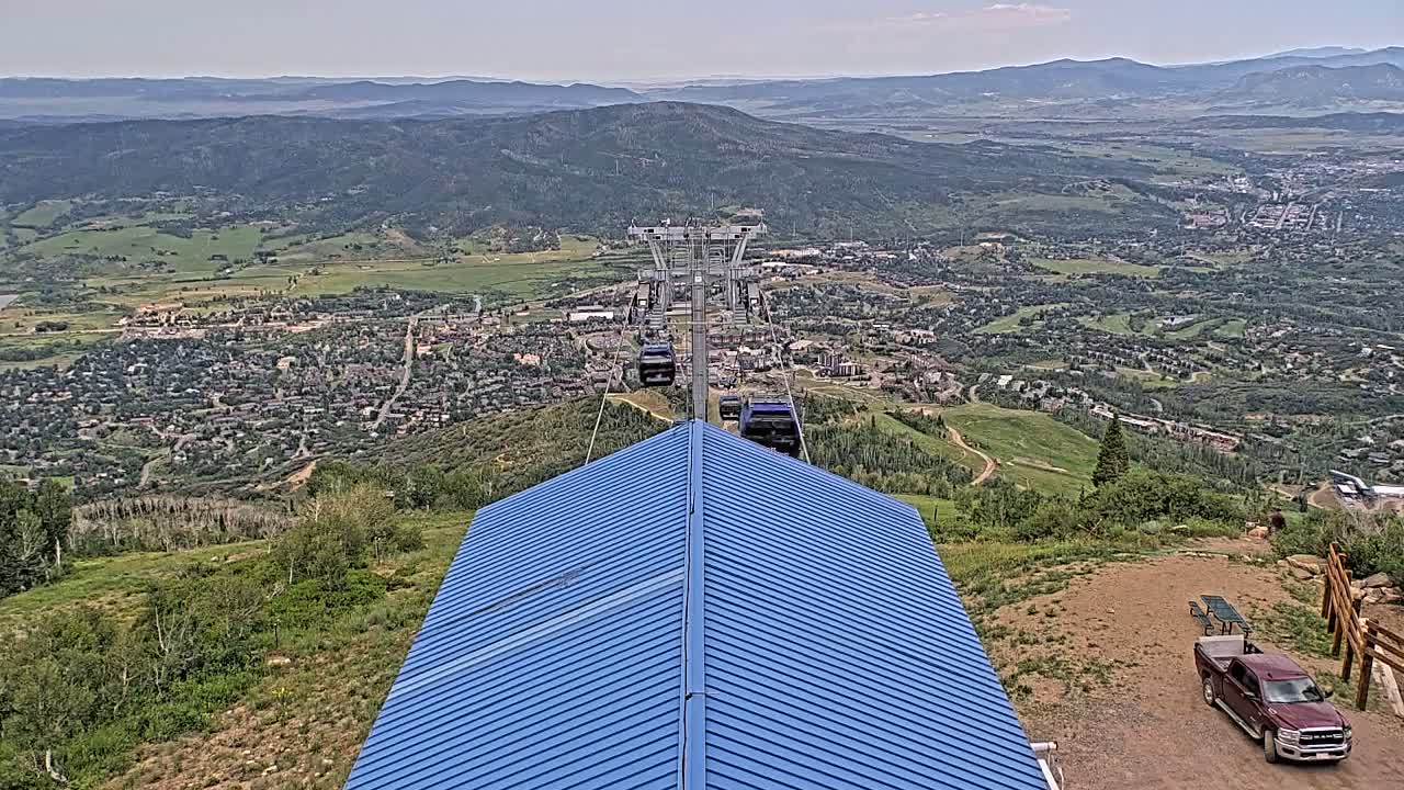 Steamboat Springs City Skyline from Thunderhead Lodge Roof Live Cam - Steamboat Springs, Routt County, Colorado, USA