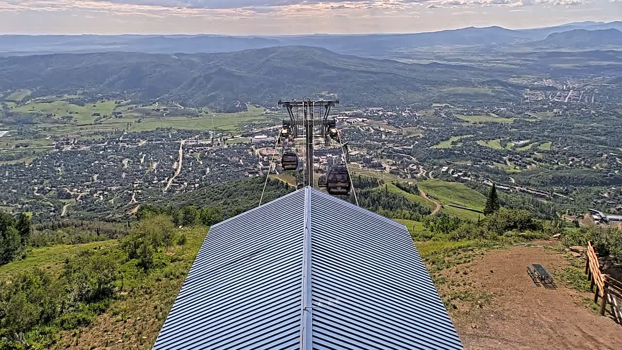 Steamboat Springs City Skyline from Thunderhead Lodge Roof Live Cam - Steamboat Springs, Routt County, Colorado, USA
