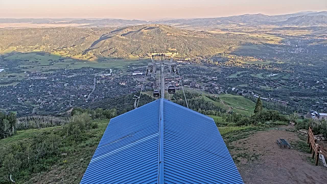 Steamboat Springs City Skyline from Thunderhead Lodge Roof Live Cam - Steamboat Springs, Routt County, Colorado, USA