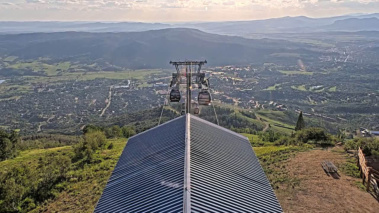 Steamboat Springs City Skyline from Thunderhead Lodge Roof Live Cam - Steamboat Springs, Routt County, Colorado, USA