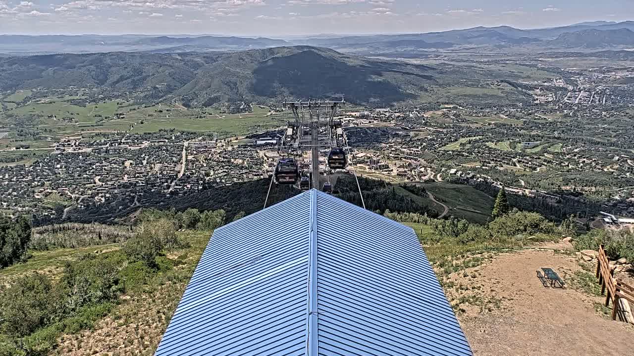 Steamboat Springs City Skyline from Thunderhead Lodge Roof Live Cam - Steamboat Springs, Routt County, Colorado, USA