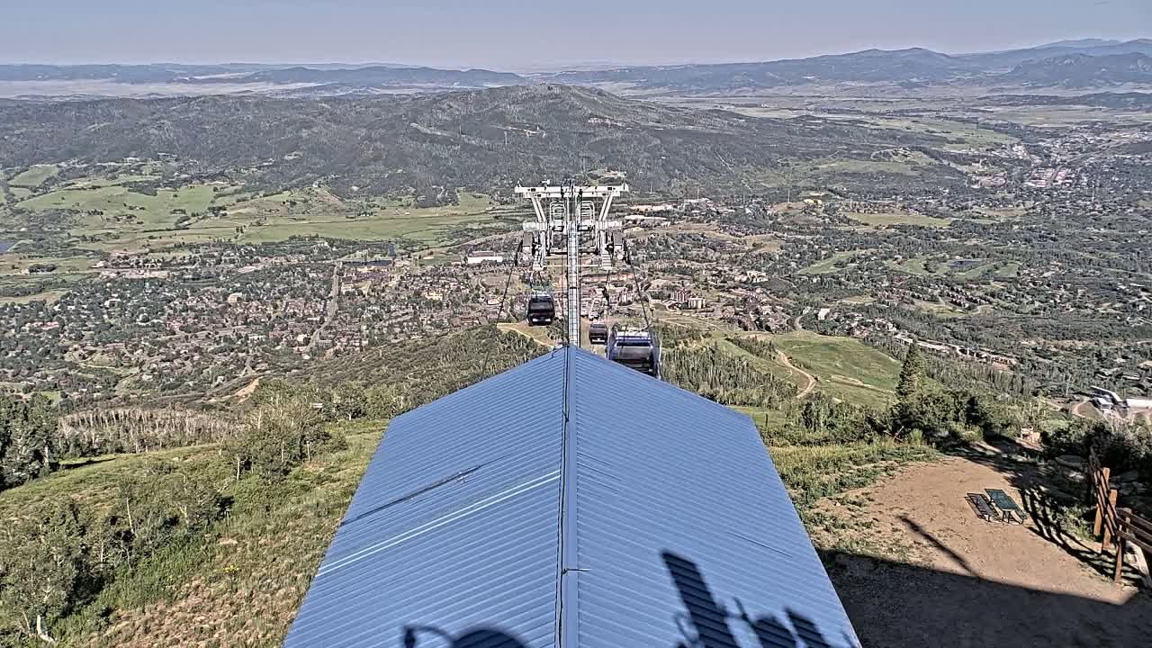 Steamboat Springs City Skyline from Thunderhead Lodge Roof Live Cam - Steamboat Springs, Routt County, Colorado, USA