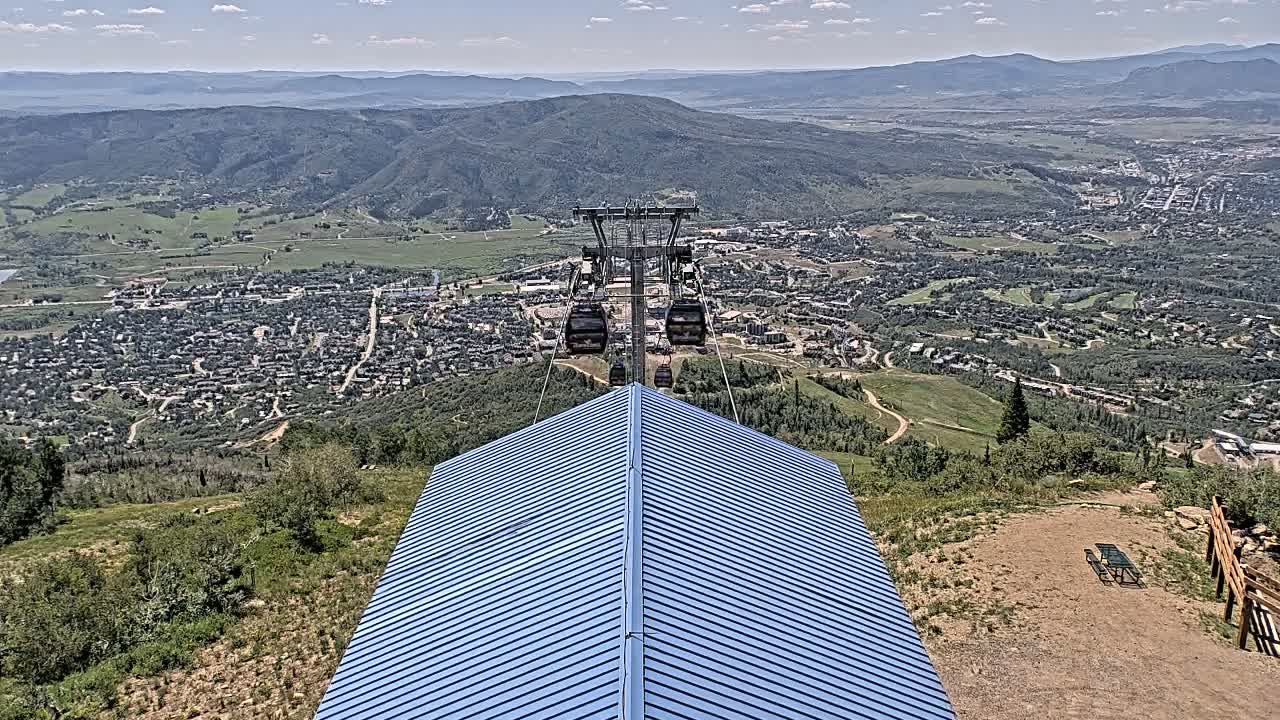 Steamboat Springs City Skyline from Thunderhead Lodge Roof Live Cam - Steamboat Springs, Routt County, Colorado, USA