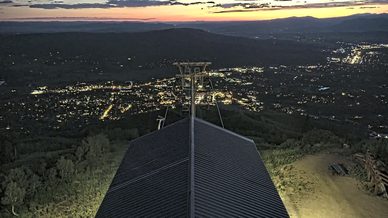 Steamboat Springs City Skyline from Thunderhead Lodge Roof Live Cam - Steamboat Springs, Routt County, Colorado, USA