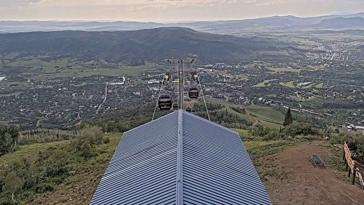 Steamboat Springs City Skyline from Thunderhead Lodge Roof Live Cam - Steamboat Springs, Routt County, Colorado, USA