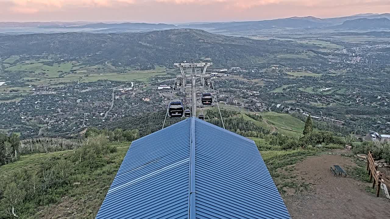 Steamboat Springs City Skyline from Thunderhead Lodge Roof Live Cam - Steamboat Springs, Routt County, Colorado, USA