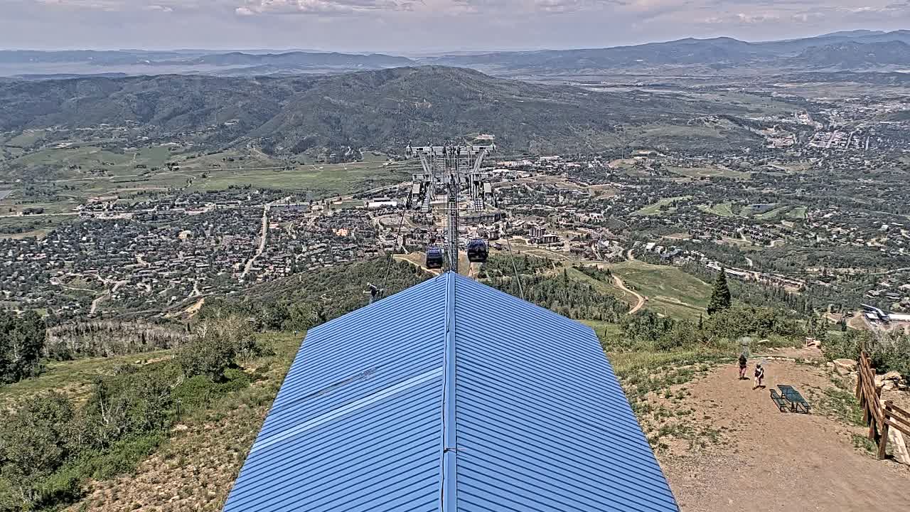 Steamboat Springs City Skyline from Thunderhead Lodge Roof Live Cam - Steamboat Springs, Routt County, Colorado, USA