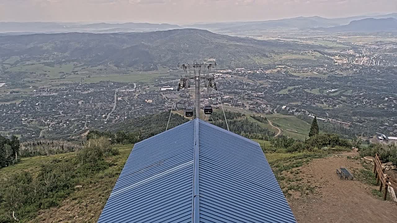 Steamboat Springs City Skyline from Thunderhead Lodge Roof Live Cam - Steamboat Springs, Routt County, Colorado, USA