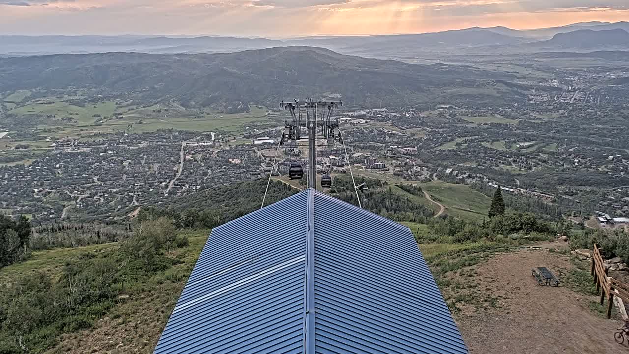 Steamboat Springs City Skyline from Thunderhead Lodge Roof Live Cam - Steamboat Springs, Routt County, Colorado, USA