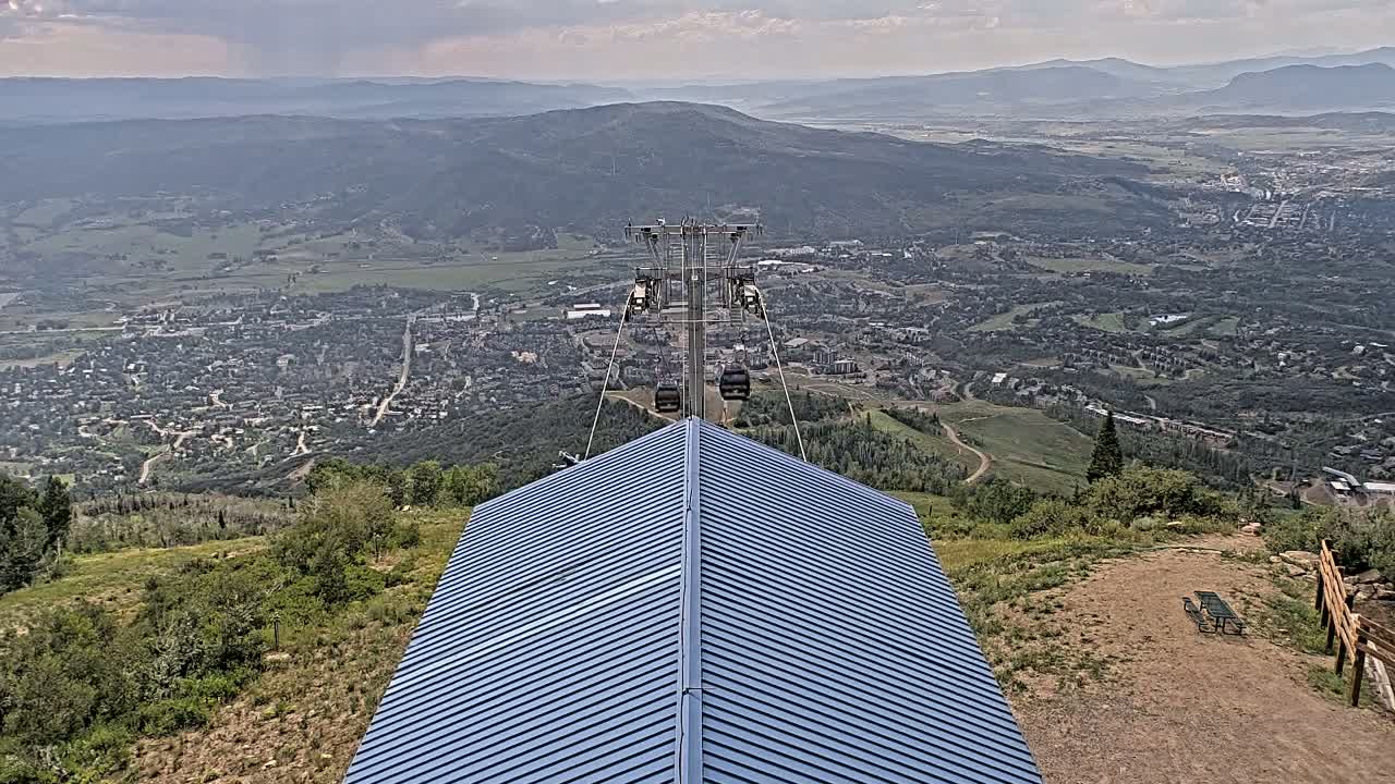 Steamboat Springs City Skyline from Thunderhead Lodge Roof Live Cam - Steamboat Springs, Routt County, Colorado, USA