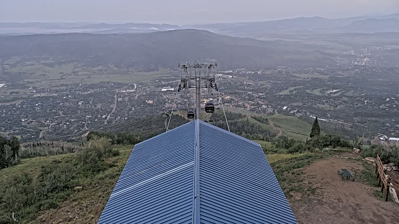 Steamboat Springs City Skyline from Thunderhead Lodge Roof Live Cam - Steamboat Springs, Routt County, Colorado, USA