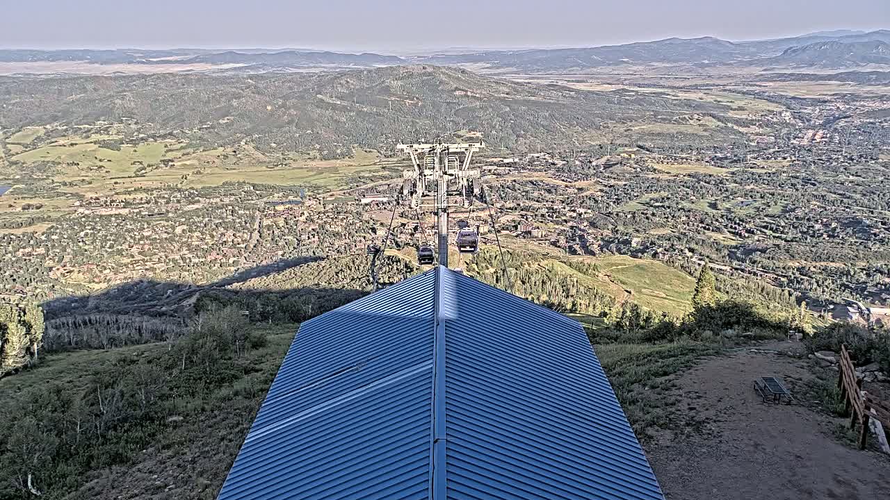 Steamboat Springs City Skyline from Thunderhead Lodge Roof Live Cam - Steamboat Springs, Routt County, Colorado, USA