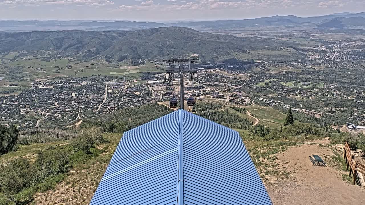 Steamboat Springs City Skyline from Thunderhead Lodge Roof Live Cam - Steamboat Springs, Routt County, Colorado, USA
