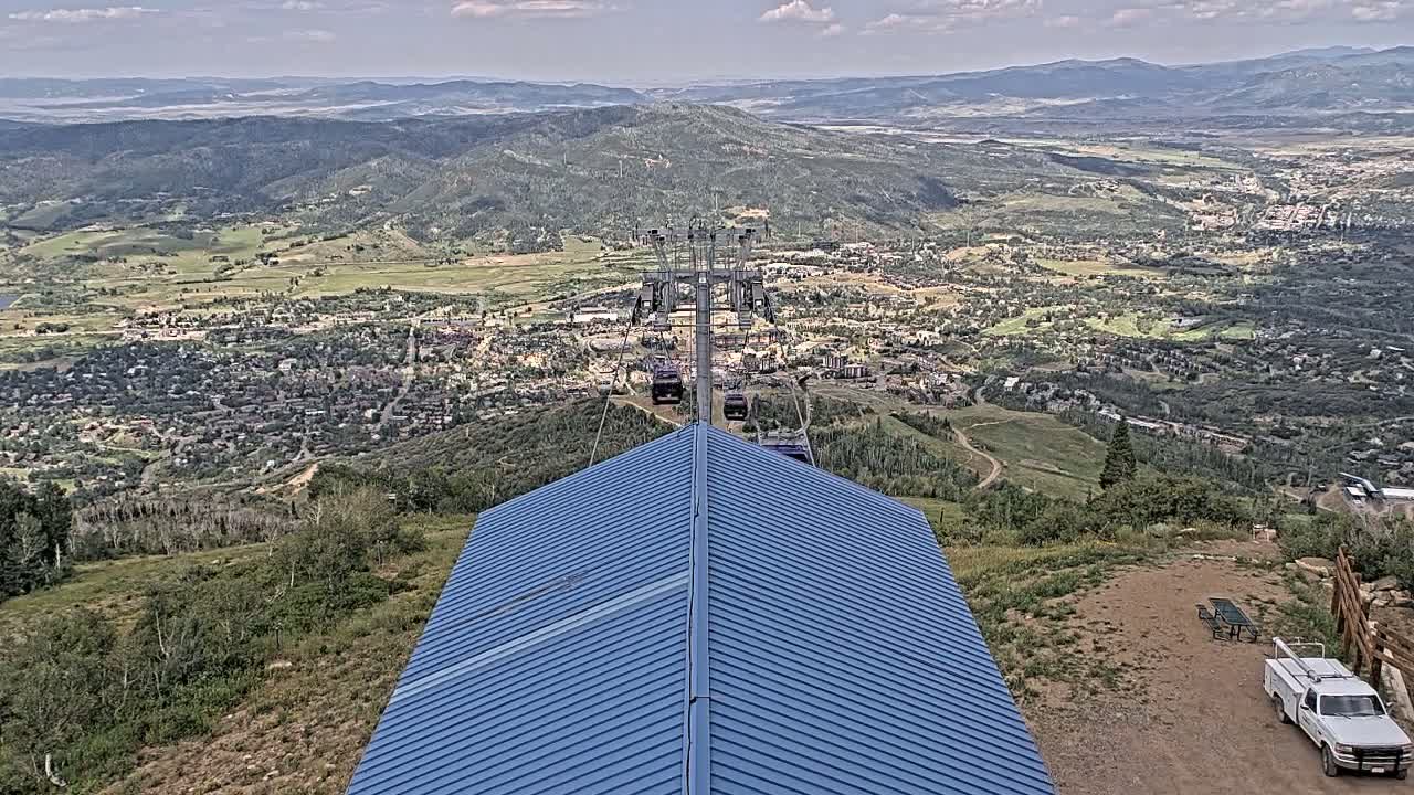 Steamboat Springs City Skyline from Thunderhead Lodge Roof Live Cam - Steamboat Springs, Routt County, Colorado, USA