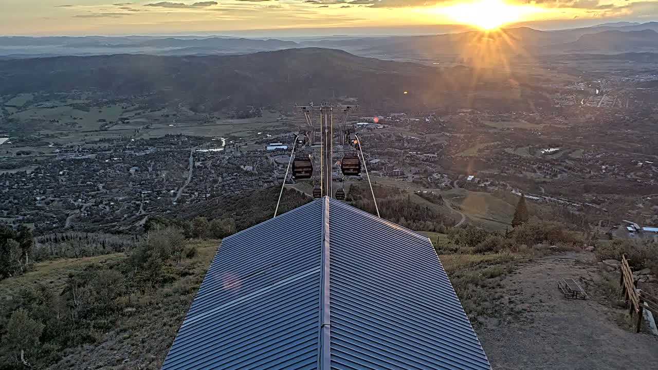 Steamboat Springs City Skyline from Thunderhead Lodge Roof Live Cam - Steamboat Springs, Routt County, Colorado, USA