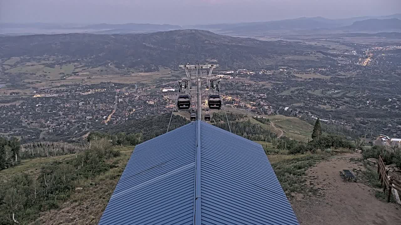 Steamboat Springs City Skyline from Thunderhead Lodge Roof Live Cam - Steamboat Springs, Routt County, Colorado, USA