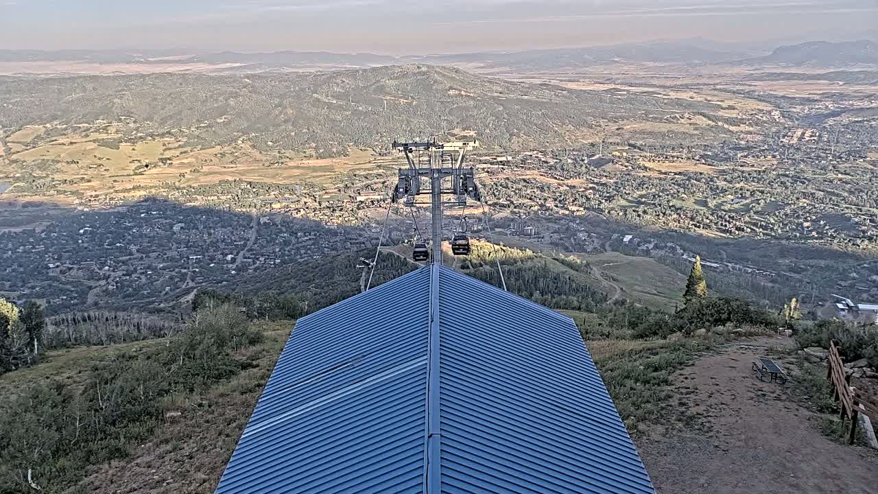 Steamboat Springs City Skyline from Thunderhead Lodge Roof Live Cam - Steamboat Springs, Routt County, Colorado, USA