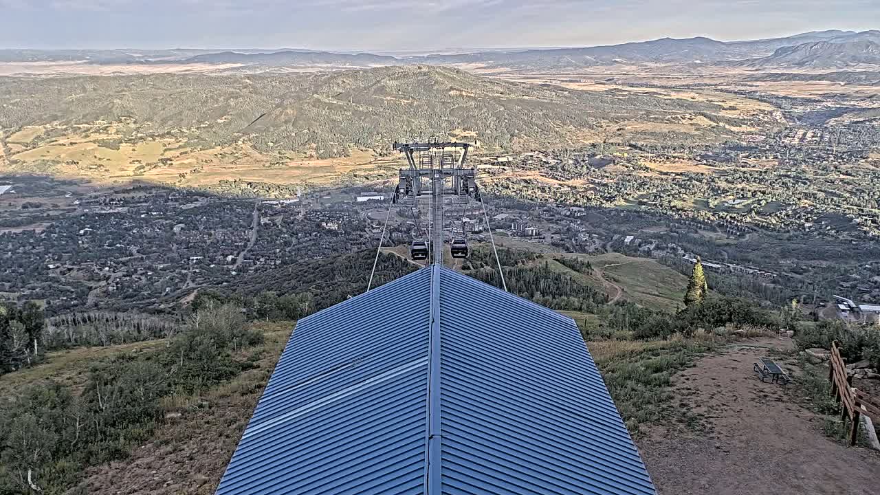 Steamboat Springs City Skyline from Thunderhead Lodge Roof Live Cam - Steamboat Springs, Routt County, Colorado, USA