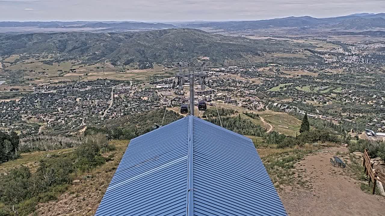 Steamboat Springs City Skyline from Thunderhead Lodge Roof Live Cam - Steamboat Springs, Routt County, Colorado, USA