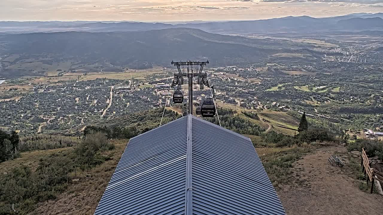Steamboat Springs City Skyline from Thunderhead Lodge Roof Live Cam - Steamboat Springs, Routt County, Colorado, USA