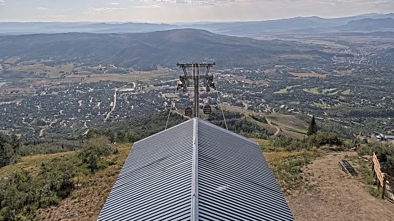 Steamboat Springs City Skyline from Thunderhead Lodge Roof Live Cam - Steamboat Springs, Routt County, Colorado, USA