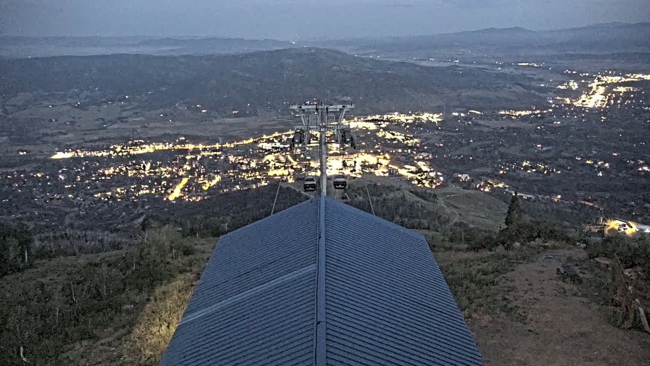 Steamboat Springs City Skyline from Thunderhead Lodge Roof Live Cam - Steamboat Springs, Routt County, Colorado, USA