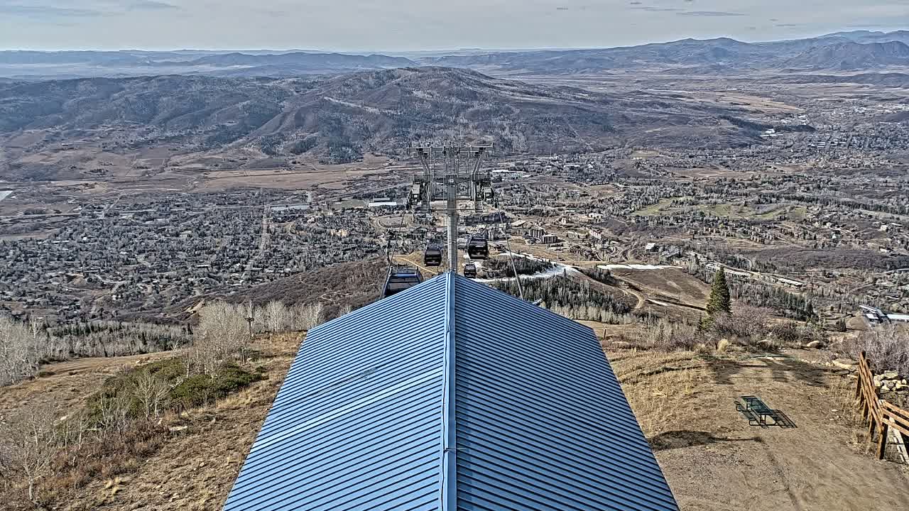 Steamboat Springs City Skyline from Thunderhead Lodge Roof Live Cam - Steamboat Springs, Routt County, Colorado, USA