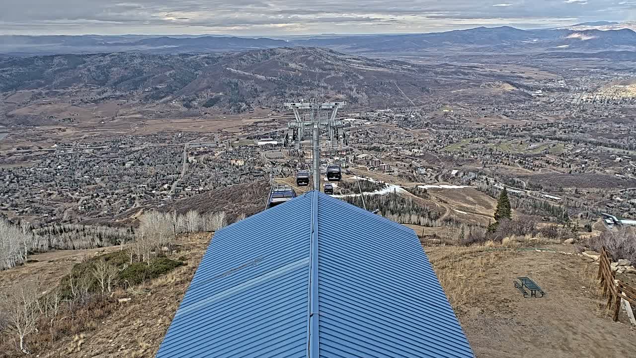 Steamboat Springs City Skyline from Thunderhead Lodge Roof Live Cam - Steamboat Springs, Routt County, Colorado, USA