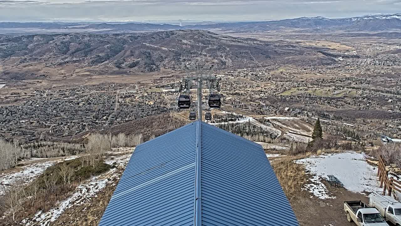 Steamboat Springs City Skyline from Thunderhead Lodge Roof Live Cam - Steamboat Springs, Routt County, Colorado, USA