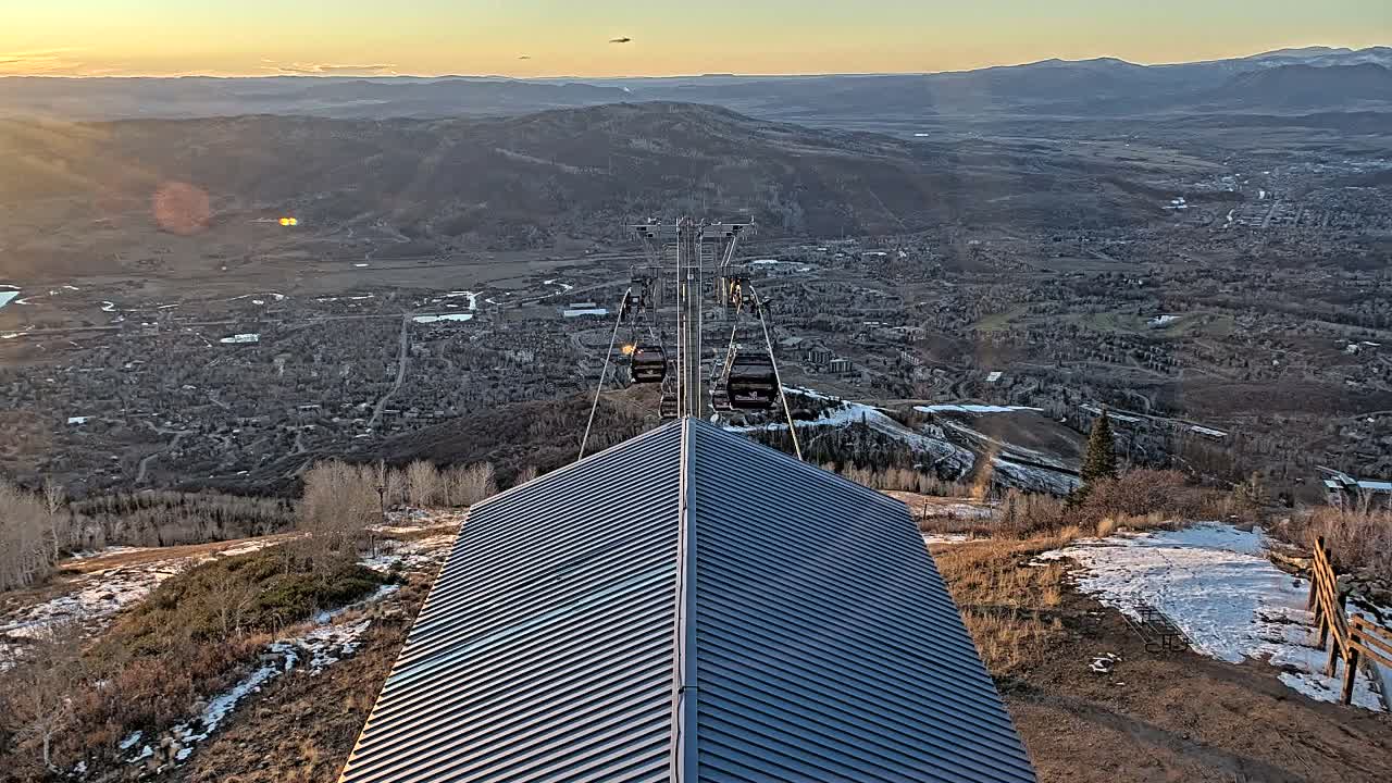 Steamboat Springs City Skyline from Thunderhead Lodge Roof Live Cam - Steamboat Springs, Routt County, Colorado, USA