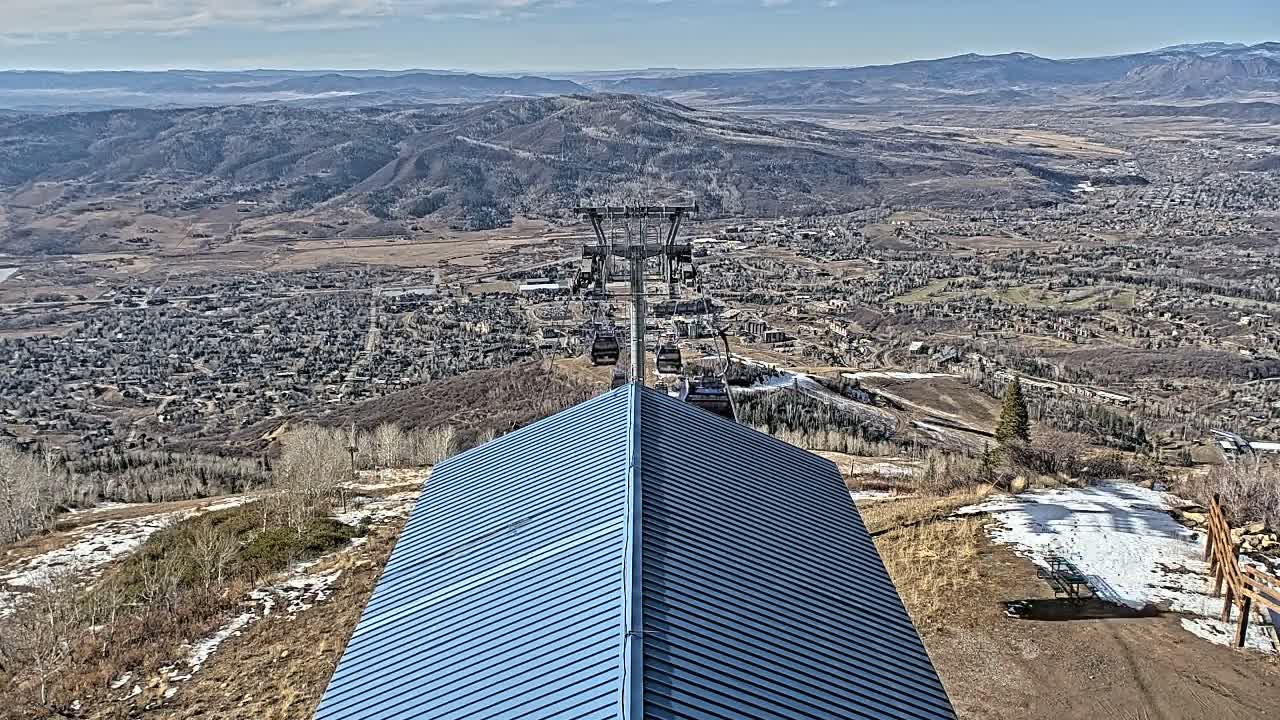Steamboat Springs City Skyline from Thunderhead Lodge Roof Live Cam - Steamboat Springs, Routt County, Colorado, USA