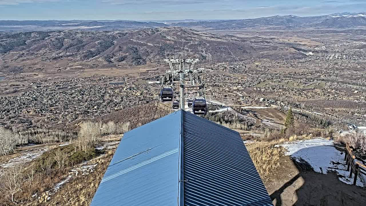 Steamboat Springs City Skyline from Thunderhead Lodge Roof Live Cam - Steamboat Springs, Routt County, Colorado, USA
