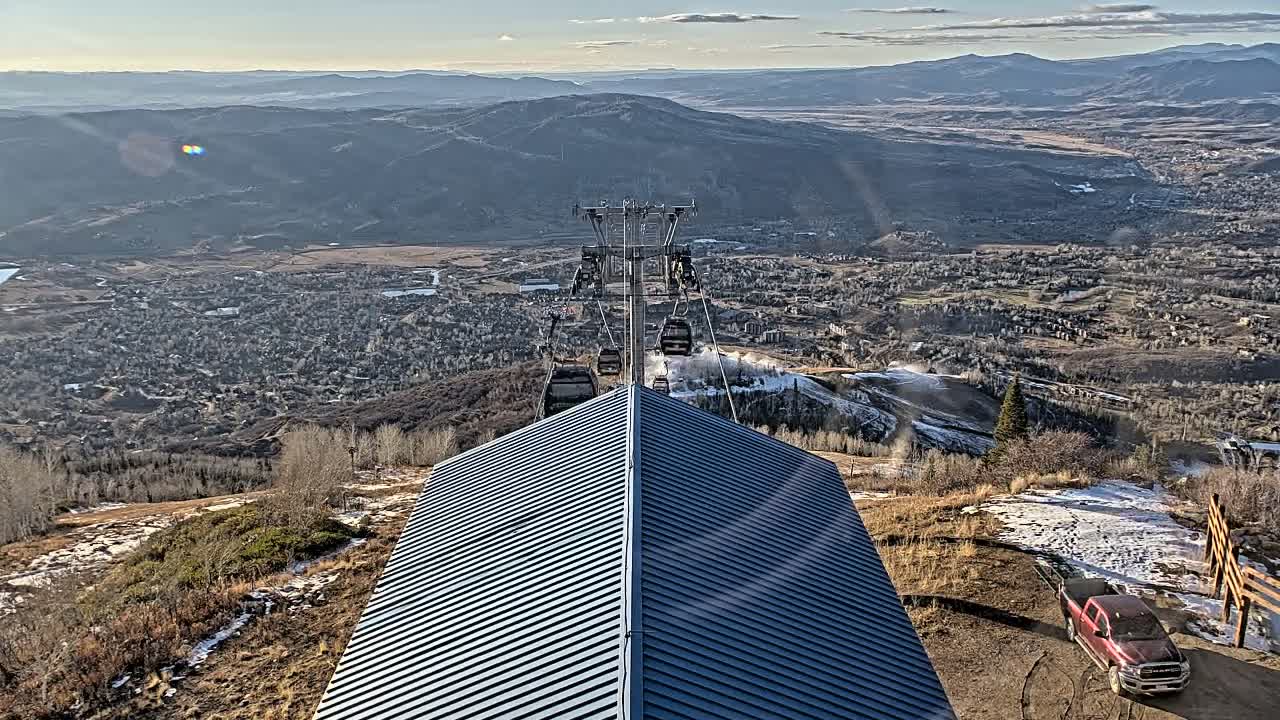 Steamboat Springs City Skyline from Thunderhead Lodge Roof Live Cam - Steamboat Springs, Routt County, Colorado, USA