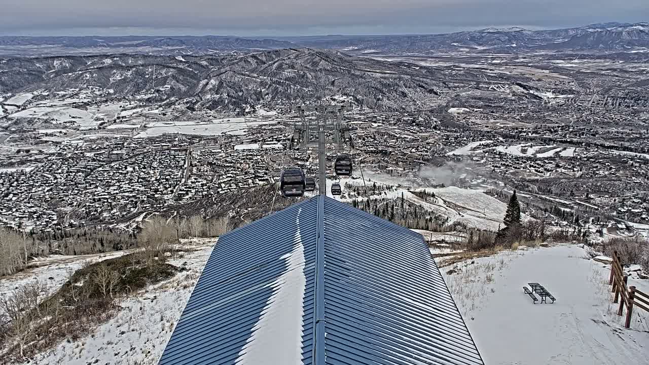 Steamboat Springs City Skyline from Thunderhead Lodge Roof Live Cam - Steamboat Springs, Routt County, Colorado, USA