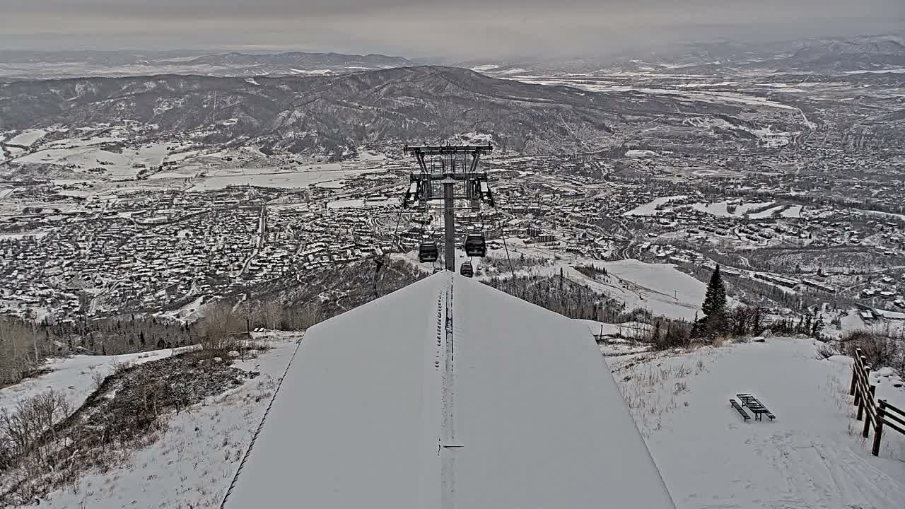 Steamboat Springs City Skyline from Thunderhead Lodge Roof Live Cam - Steamboat Springs, Routt County, Colorado, USA