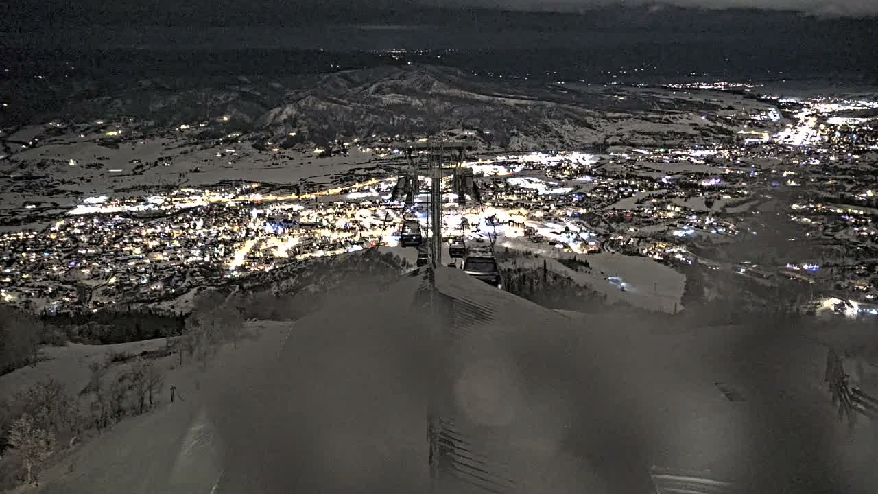 Steamboat Springs City Skyline from Thunderhead Lodge Roof Live Cam - Steamboat Springs, Routt County, Colorado, USA