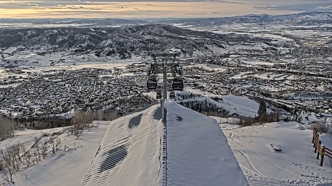 Steamboat Springs City Skyline from Thunderhead Lodge Roof Live Cam - Steamboat Springs, Routt County, Colorado, USA