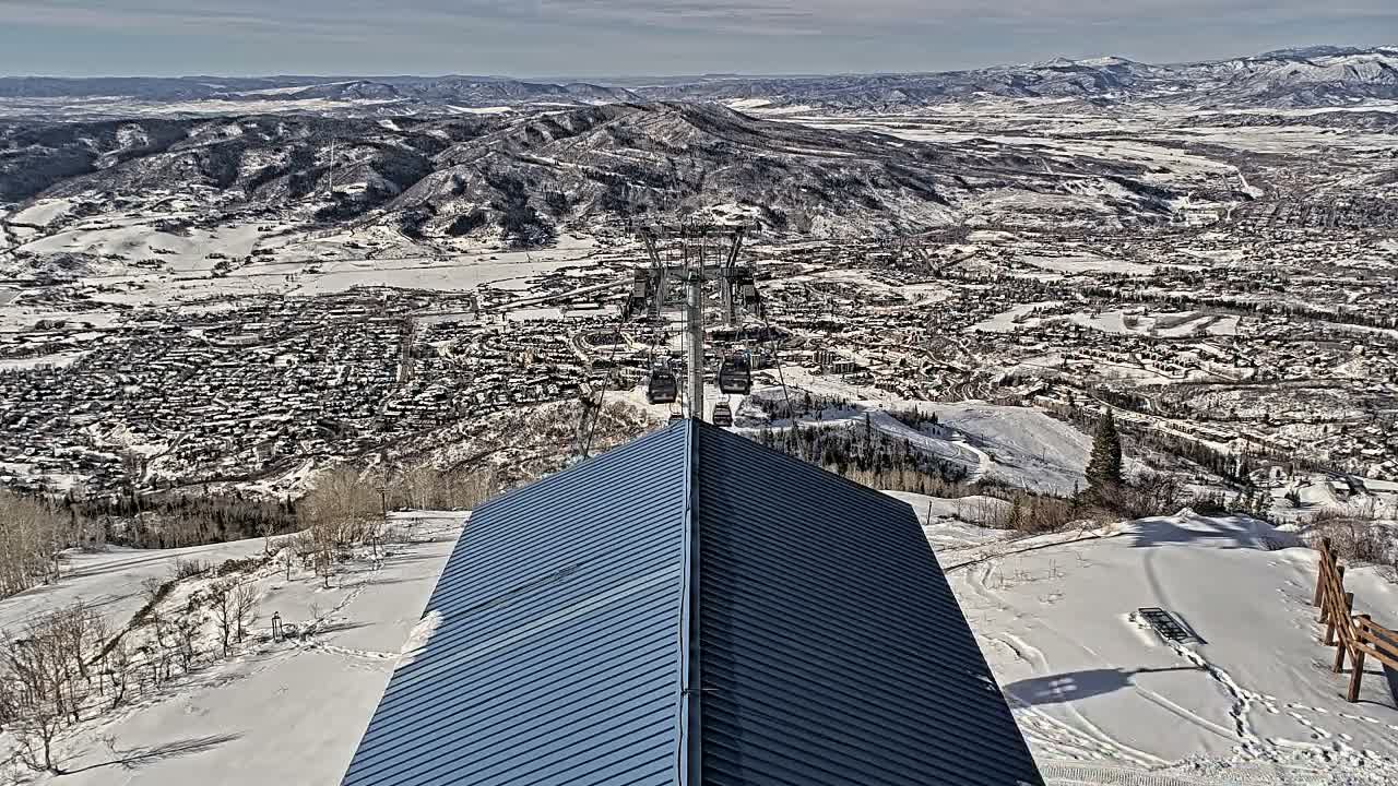 Steamboat Springs City Skyline from Thunderhead Lodge Roof Live Cam - Steamboat Springs, Routt County, Colorado, USA